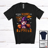 MacnyStore - Nothing Scares Me I'm A Pig, Lovely Halloween Pig Witch, Matching Animal Farmer Group T-Shirt