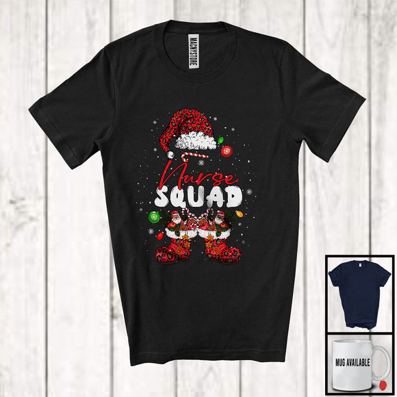 MacnyStore - Nurse Squad; Cheerful Christmas Leopard Santa Costume Snowing; Women Jobs Group T-Shirt