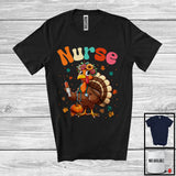 MacnyStore - Nurse; Adorable Thanksgiving Turkey Flowers; Working Matching Careers Jobs Proud T-Shirt