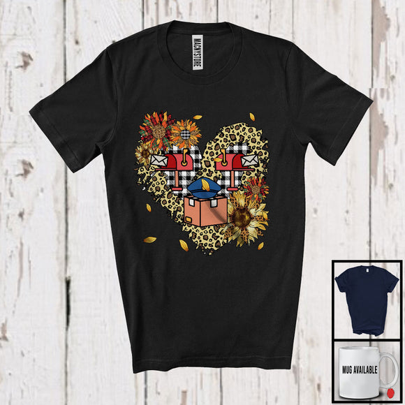 MacnyStore - Nurse, Lovely Leopard Heart Shape Sunflowers, Matching Postal Worker Team Group T-Shirt