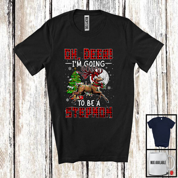 MacnyStore - Oh Deer I'm Going To Be A Stepmom; Amazing Christmas Plaid Reindeer Santa; Pregnancy Family T-Shirt