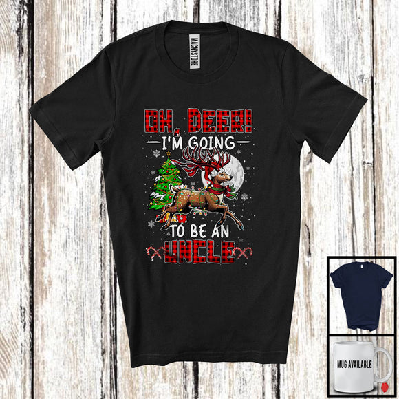 MacnyStore - Oh Deer I'm Going To Be An Uncle; Amazing Christmas Plaid Reindeer Santa; Pregnancy Family T-Shirt