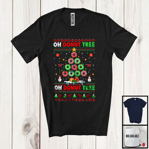 MacnyStore - Oh Donut Tree; Awesome Christmas Lights Tree Sweater Donut Food Lover; X-mas Pajama Family T-Shirt