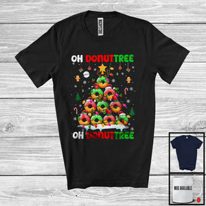 MacnyStore - Oh Donuttree; Humorous Christmas Lights Tree Snowing Around; Matching Food Lover T-Shirt