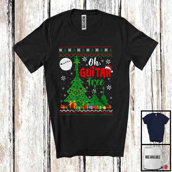 MacnyStore - Oh Guitar Tree; Cheerful Christmas Lights Sweater X-mas Tree Guitar; Guitarist Family Snow T-Shirt