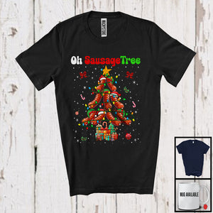 MacnyStore - Oh SausageTree; Fantastic Christmas Lights Tree Sausage Lover; Matching X-mas Family Group T-Shirt