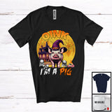 MacnyStore - Oink I'm A Pig, Scary Halloween Costume Farm Animal Farmer Lover Moon, Witch Family T-Shirt