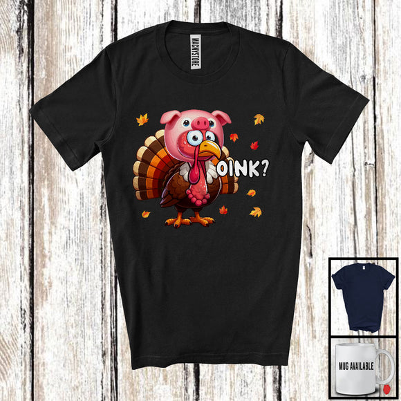 MacnyStore - Oink; Wonderful Thanksgiving Fall Autumn Leaves Pig Turkey; Farm Farmer Family Group T-Shirt