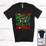 MacnyStore - On Santa's Naughty List Regret Nothing; Humorous Christmas Santa Hand; X-mas Family Group T-Shirt