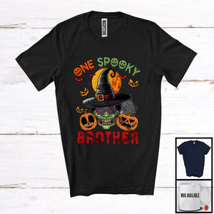 MacnyStore - One Spooky Brother, Awesome Halloween Costume Witch Zombie Face Pumpkins, Family Group T-Shirt