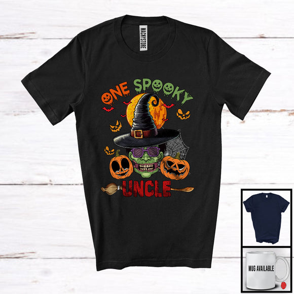 MacnyStore - One Spooky Uncle, Awesome Halloween Costume Witch Zombie Face Pumpkins, Family Group T-Shirt