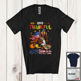 MacnyStore - One Thankful American; Cheerful Thanksgiving Turkey Proud America Flag; Autumn Pumpkin Pie T-Shirt