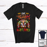 MacnyStore - One Thankful Bartender; Amusing Thanksgiving Turkey Plaid Tail; Autumn Leaf Jobs Careers T-Shirt