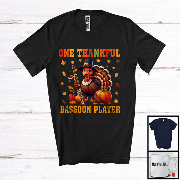 MacnyStore - One Thankful Bassoon Player; Joyful Thanksgiving Turkey Musical Instruments; Fall Pumpkins T-Shirt