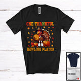 MacnyStore - One Thankful Bowling Player; Joyful Thanksgiving Turkey Sport Player; Fall Leaves Pumpkins T-Shirt