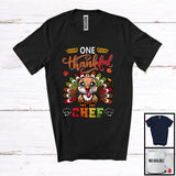 MacnyStore - One Thankful Chef; Amusing Thanksgiving Turkey Plaid Tail; Autumn Leaf Jobs Careers T-Shirt