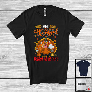 MacnyStore - One Thankful Dental Assistant; Humorous Thanksgiving Turkey Autumn Leaves; Dental Group T-Shirt