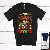 MacnyStore - One Thankful Father; Amusing Thanksgiving Turkey Plaid Tail; Autumn Leaf Family Group T-Shirt