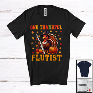 MacnyStore - One Thankful Flutist; Joyful Thanksgiving Turkey Musical Instruments; Fall Pumpkins T-Shirt