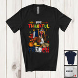 MacnyStore - One Thankful French; Cheerful Thanksgiving Turkey Proud French Flag; Autumn Pumpkin Pie T-Shirt