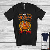 MacnyStore - One Thankful Lunch Lady; Humorous Thanksgiving Turkey Autumn Leaves; Lunch Lady Group T-Shirt