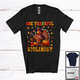 MacnyStore - One Thankful Violinist; Joyful Thanksgiving Turkey Sport Player; Fall Leaves Pumpkins T-Shirt