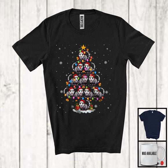 MacnyStore - Opossum Santa Christmas Tree; Awesome X-mas Snowing Lights Opossum Owner; Animal Lover T-Shirt