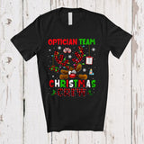 MacnyStore - Optician Team Christmas Crew; Fantastic X-mas Red Plaid Reindeer Face; Proud Careers Jobs T-Shirt