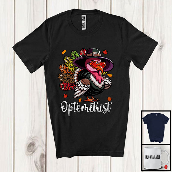 MacnyStore - Optometrist; Amazing Thanksgiving Leopard Turkey Girl Women; Proud Jobs Family Group T-Shirt