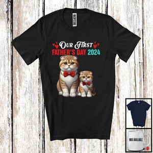 MacnyStore - Our First Father's Day 2024, Adorable Father's Day Daddy Baby Cat Lover, Dad Family T-Shirt