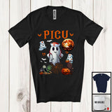 MacnyStore - PICU; Awesome Halloween Costume Moon Boo Ghost; Nursing Nurse Lover Group T-Shirt