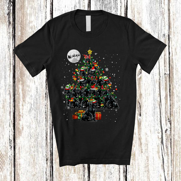 MacnyStore - Panther Christmas Tree Lights; Amazing X-mas Panther Animal Lover; Snowing Family Group T-Shirt