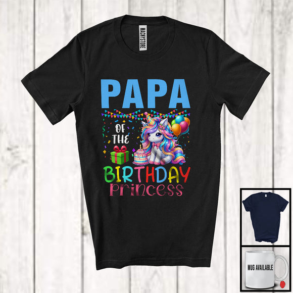 MacnyStore - Papa Of The Birthday Princess, Joyful Birthday Party Celebration Unicorn Lover, Family Group T-Shirt