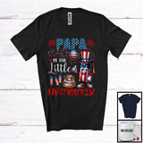 MacnyStore - Papa Of The Little Firecracker, Adorable 4th Of July Birthday Firework, US Flag Family Patriotic T-Shirt