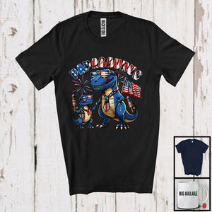 MacnyStore - Papasaurus, Humorous 4th Of July Papa T-Rex Dinosaur Lover, American Flag Patriotic Group T-Shirt