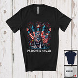 MacnyStore - Patriotic Squad, Adorable 4th Of July Pit Bull Owner Firecrackers, American Flag Fireworks T-Shirt