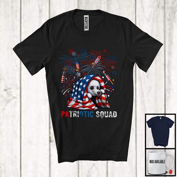 MacnyStore - Patriotic Squad, Amazing 4th Of July Scary Poodle Lover, American Flag Fireworks Patriotic T-Shirt