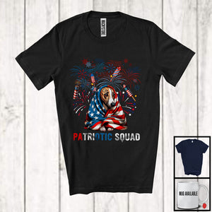 MacnyStore - Patriotic Squad, Amazing 4th Of July Scary Whippet Lover, American Flag Fireworks Patriotic T-Shirt