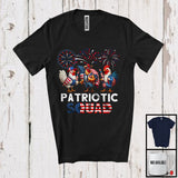 MacnyStore - Patriotic Squad, Awesome 4th Of July Three Chicken Farmer, American Flag Fireworks Family Group T-Shirt