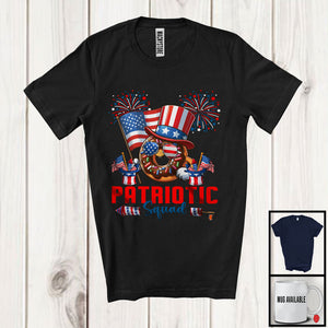 MacnyStore - Patriotic Squad, Humorous 4th Of July American Flag Donut, Food Lover Patriotic Group T-Shirt