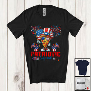 MacnyStore - Patriotic Squad, Humorous 4th Of July American Flag Pizza, Food Lover Patriotic Group T-Shirt