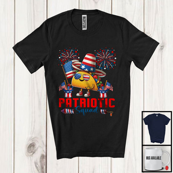 MacnyStore - Patriotic Squad, Humorous 4th Of July American Flag Taco, Food Lover Patriotic Group T-Shirt