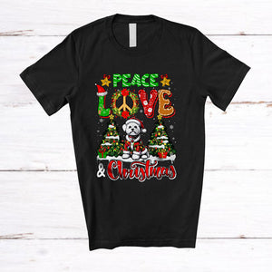 MacnyStore - Peace Love And Christmas; Fantastic X-mas Trees Bichon Frise; Peace Sign Family Group T-Shirt