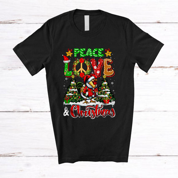 MacnyStore - Peace Love And Christmas; Fantastic X-mas Trees Chicken; Peace Sign Family Group T-Shirt