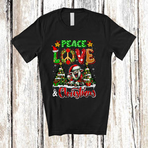 MacnyStore - Peace Love And Christmas; Fantastic X-mas Trees Lights Sheep Santa; Farmer Farm Animal T-Shirt