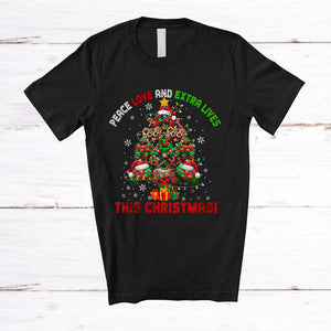 MacnyStore - Peace Love And Extra Lives This Christmas; Amazing X-mas Tree Game Controllers; Gamer T-Shirt