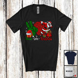 MacnyStore - Peace Love Christmas; Awesome X-mas Dabbing Santa Plaid Hand Sign Leopard Heart; Family T-Shirt