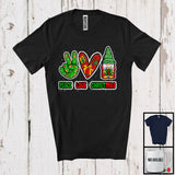 MacnyStore - Peace Love Christmas; Awesome X-mas Peace Hand Sign Heart Gnome Lover; Snowing Around T-Shirt