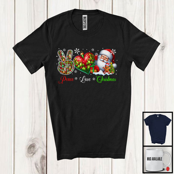 MacnyStore - Peace Love Christmas; Awesome X-mas Peace Sign Hand Santa Heart Ornament; Family Group T-Shirt