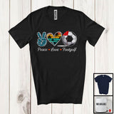 MacnyStore - Peace Love Footgolf, Adorable Peace Hand Sign Plaid Retro Heart, Footgolf Player Matching Team T-Shirt